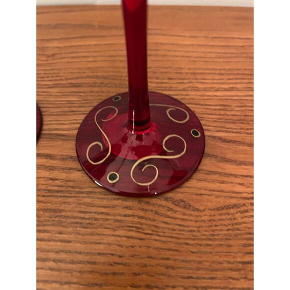 Vintage 2000s Pier 1 Poinsettia balloon wine glasses 16 oz - Picture 5 of 5